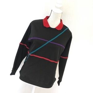 Vintage 80’s Blast Collared Striped Sweatshirt